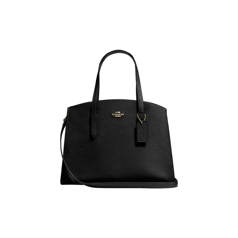 COACH Charlie Cow Leather Tote Bag, Shopping Bag, Tote Handbag Tubas Women's Black-0