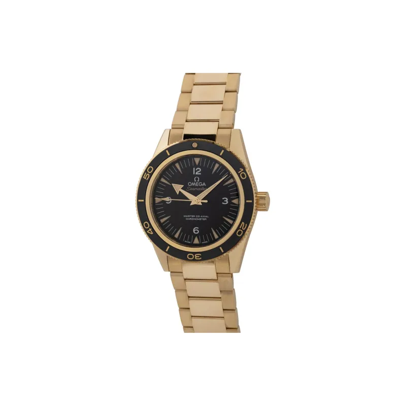 OMEGA Seahorse Series Heritage Watch Automatic Mechanical Movement Men's Watches Watch 41mm Gold Dial 18K Gold Strap-1