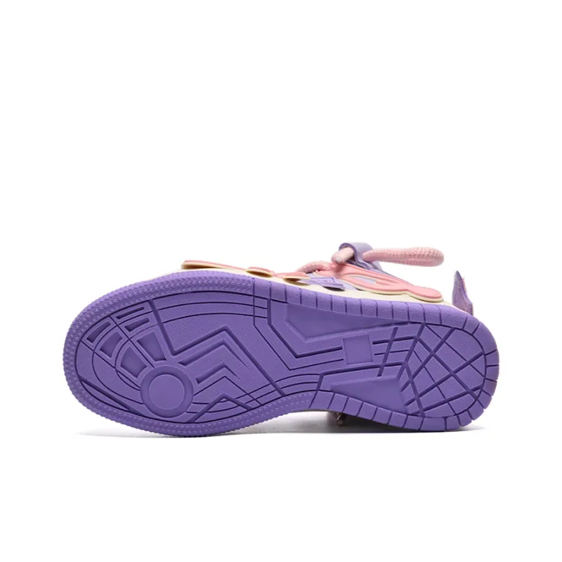 T628 Letter Puffy Shoes Height Increasing High Top Skateboard Shoes Women's Taro Purple-5