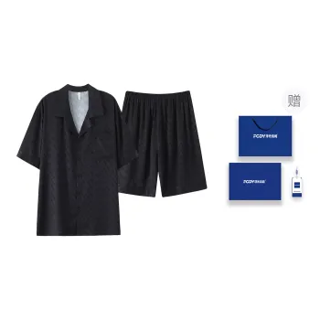 Floating Light Islands Pajama Set Men's Black