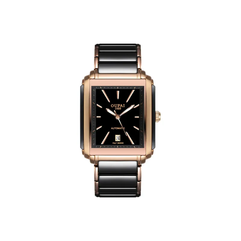 OUPAI Automatic Mechanical Movement Ceramic Strap Watch Men's Watches Black Dial OP80060-0