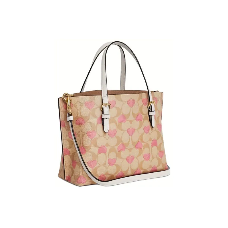COACH Mollie PVC Tote Bag Shopping Bag Shoulder Bag Crossbody Bag Handbag Medium Size Women's Light Khaki & Chalk White-1