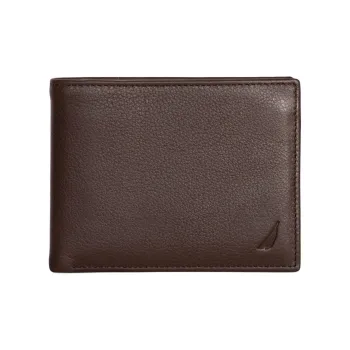 NAUTICA Leather Card Holder Wallet Regular Men's Brown Stones