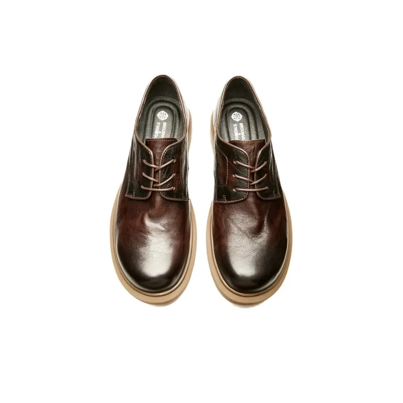 Brounvanm Dress Shoes Men Low Top Coffee/Black-1