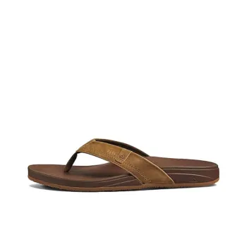 REEF Rubber Sole Leather Patchwork Slip-Resistant Abrasion-Resistant Slide Slippers Men's Brown