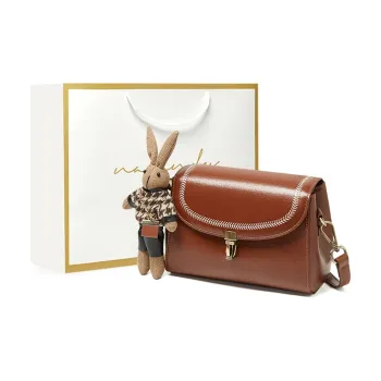 Narandu PVC Small Square Bag Crossbody Bag Shoulder Bag Small Size Women's Brown/Midnight Black