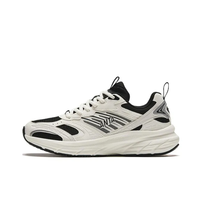 Anta Cushioning Wear Resistant Low Top Casual Running Shoes Women's White Black-0