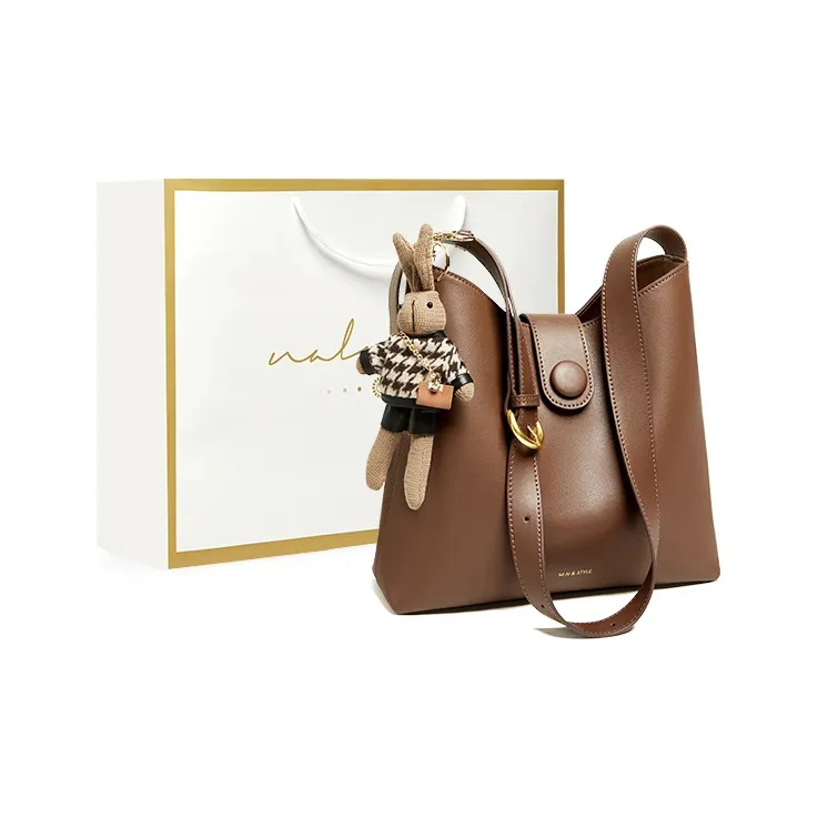 Narandu Cow Leather With Synthetic Leather Shoulder Bag Women's Coffee-0