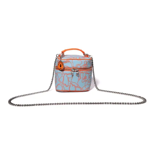 A BATHING APE Synthetic Leather One Shoulder Crossbody Makeup Bag Women's Sky Blue