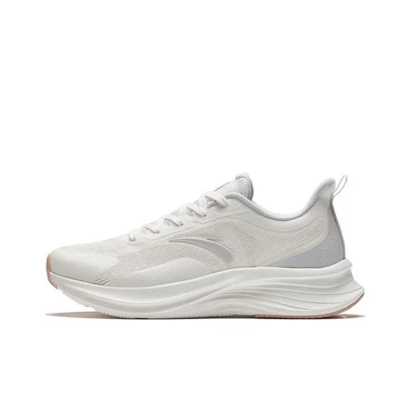 Anta Cushioned Slip-Resistant Low-Top Running Shoes Women's White Gray-0