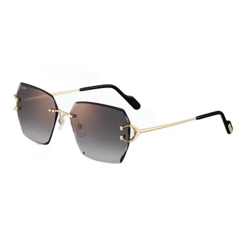 CARTIER Metal Irregular Shape Sunglasses Unisex Gold