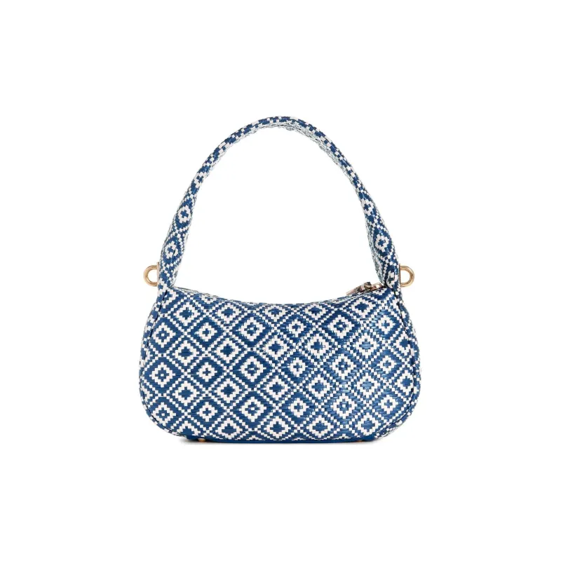 GUESS Raffia Hobo Bag Portable Crossbody Bag Shoulder Bag Women's Blue-2