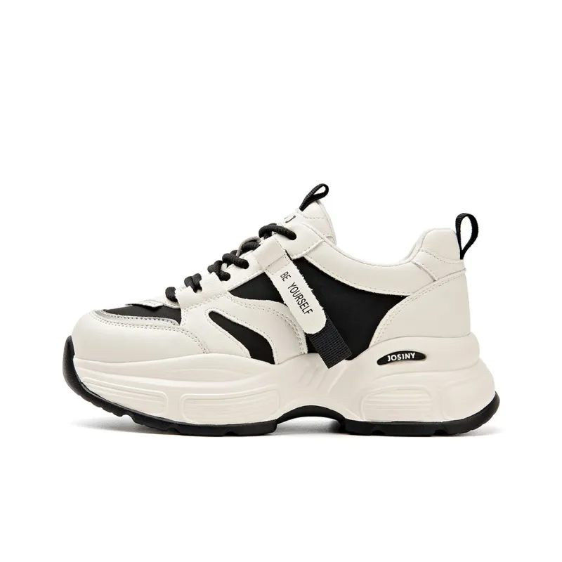 JOSINY Chunky Sneakers Women's Low Top Brown, Beige, Black-0
