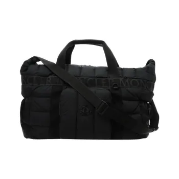 Moncler Calfskin Trim Handbag Shoulder Bag Crossbody Bag Travel Bag Large Size Men's Black