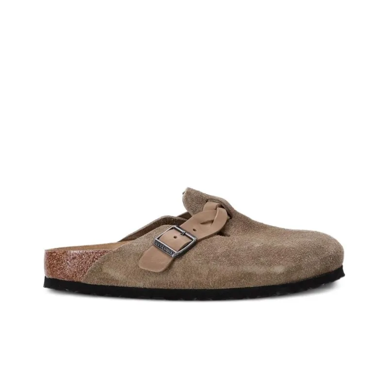 Birkenstock Boston Braided Suede Leather Narrow 'Taupe' Women's-1