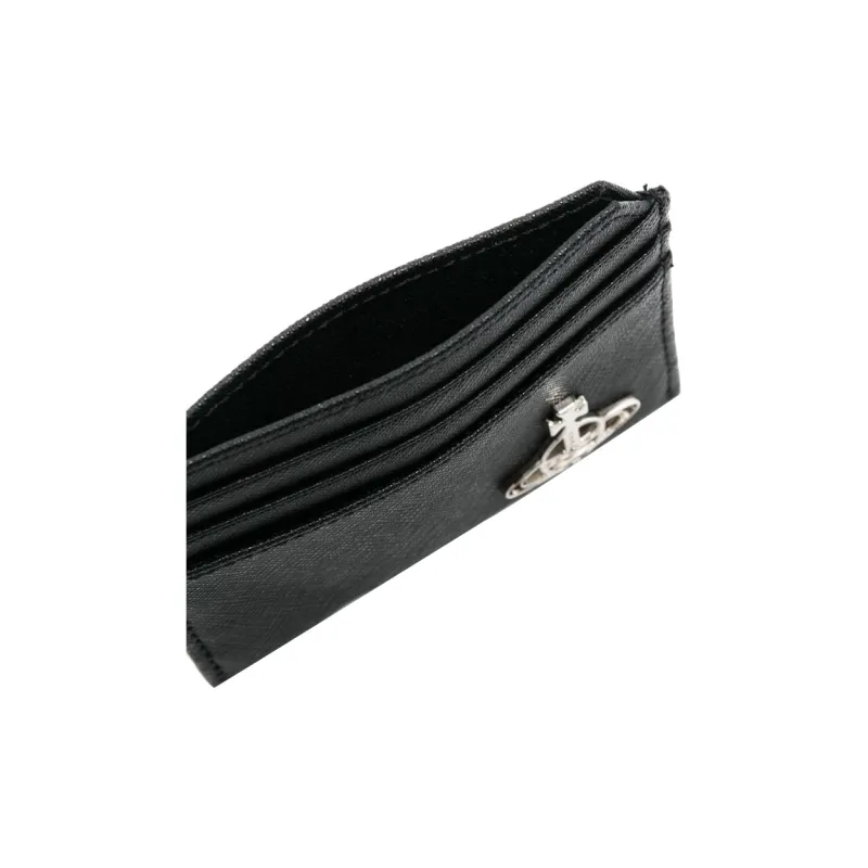 Vivienne Westwood Saffiano Calfskin Card Holder Card Holder Men's Black-2