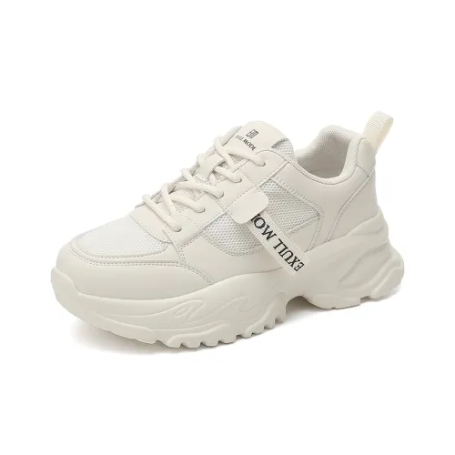 EXULL Q Chunky Sneakers Women's Low-Top Beige