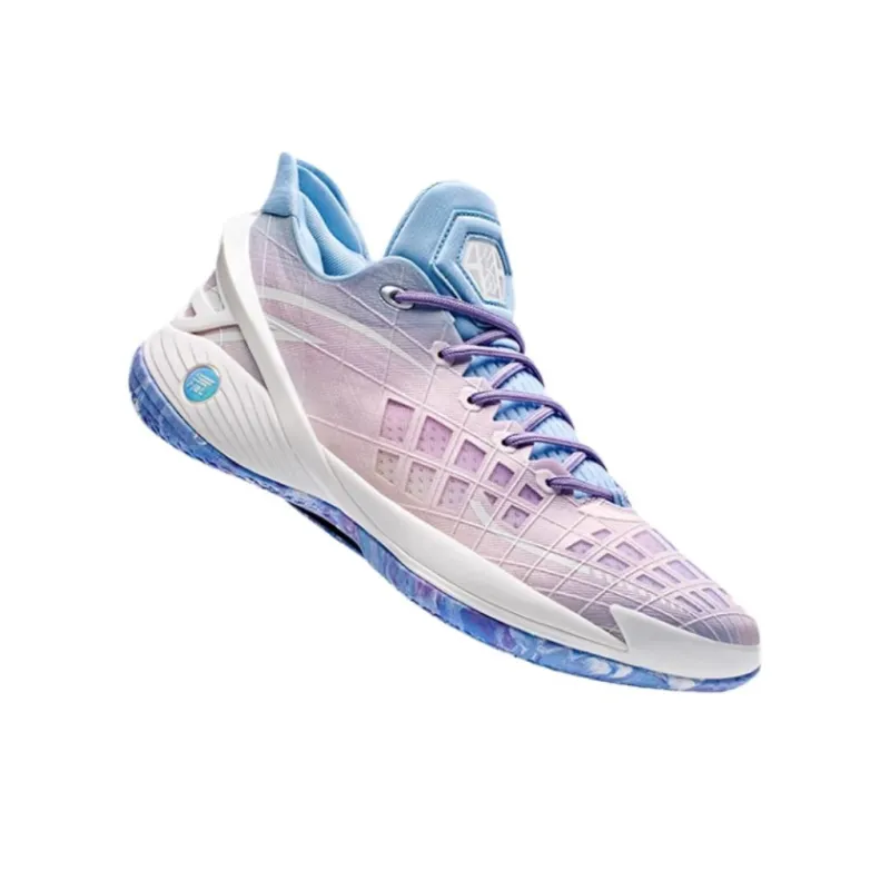 Anta Frivolous Cushioning Anti Slip And Wear Resistant Low Top Basketball Shoes Men's Purple Blue White-1