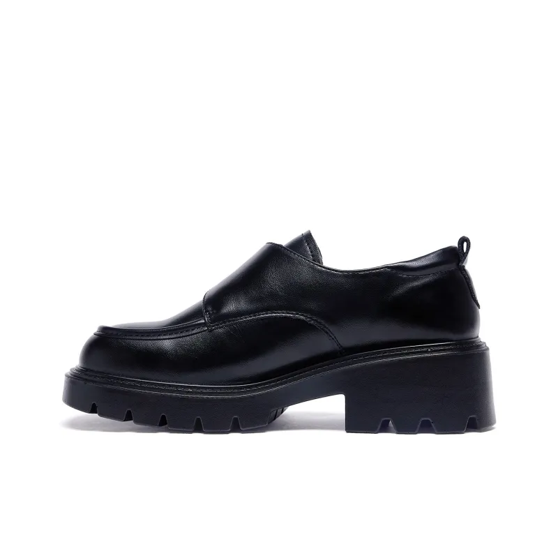 Warrior Synthetic Leather Chunky Heel Mary Jane Shoes 5cm Women's Black-1