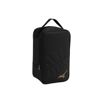 Mizuno Polyester Shoe Box Bag, Handbag Unisex Black Gold