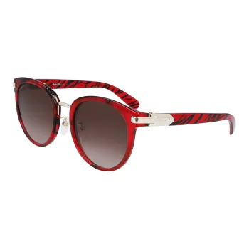 FERRAGAMO Plate Frame Round Sunglasses Women's Red