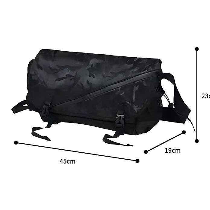 NINE NAIL Water Resistant Oxford Casual Messenger Bag Shoulder Bag Crossbody Bag Regular Unisex Camouflage Black-5