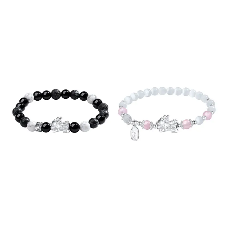 GIMK Obsidian Chinese Auspicious Animal Beaded Bracelet Women's-4