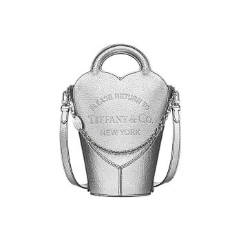 TIFFANY & CO. Return To Tiffany Collection Taurillon Leather Handbag, Shoulder Bag, Crossbody Bag Mini Women's Silver