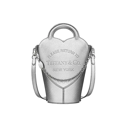 TIFFANY & CO. Return To Tiffany Collection Taurillon Leather Handbag, Shoulder Bag, Crossbody Bag Mini Women's Silver
