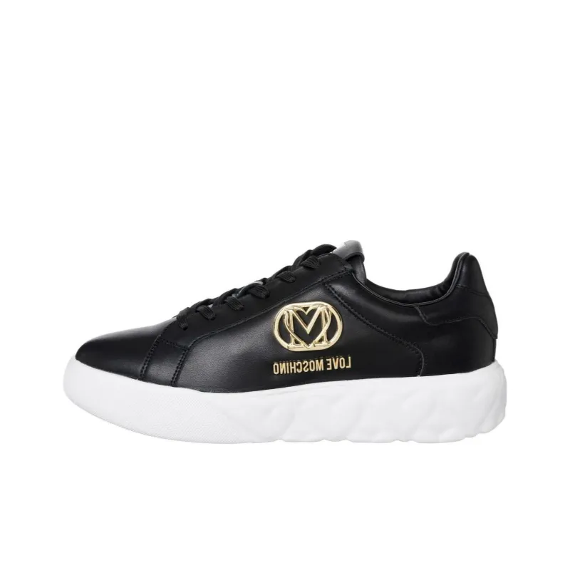 LOVE MOSCHINO Wear Resistant Low Top Skateboard Shoes Women's Black Gold-0