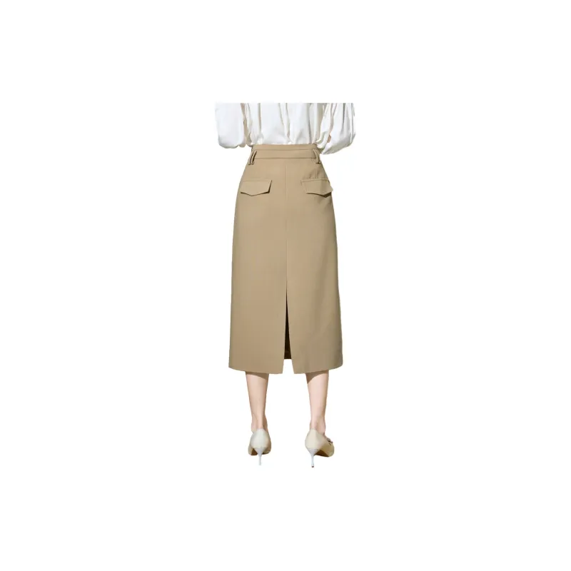SMEN SS24 Casual Long Skirts Women's Khaki-1