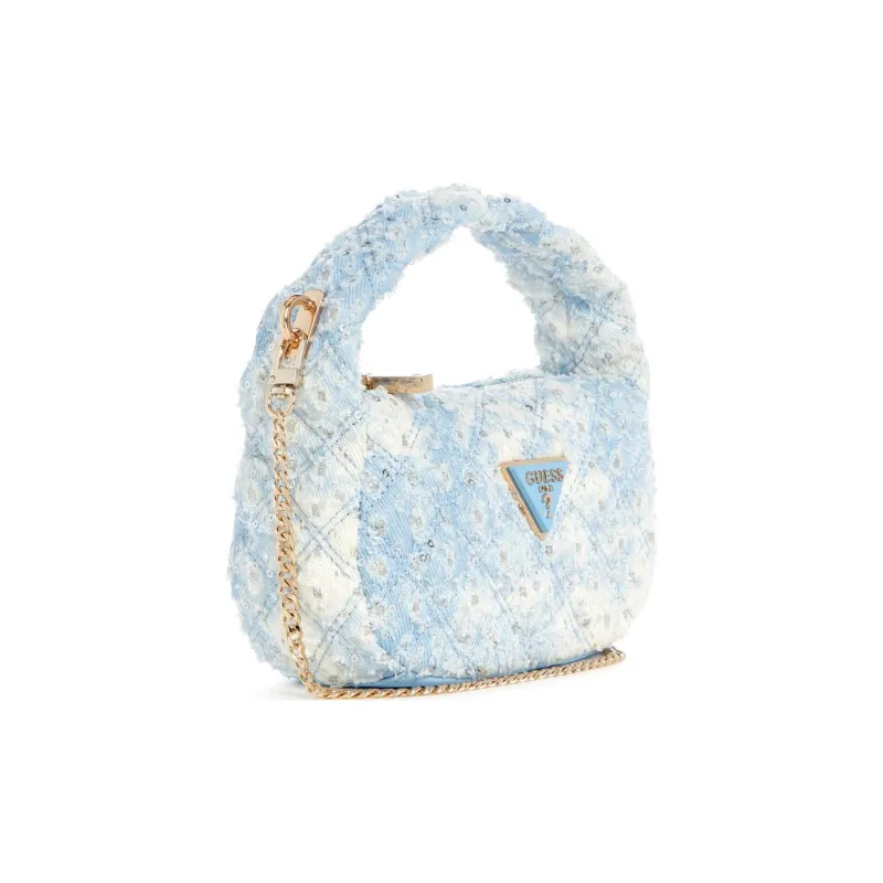 GUESS Sequins Denim Shoulder Bag Crossbody Bag Handbag Mini Women's Blue-1