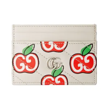 GUCCI MarmontGG Marmont Collection Quilting Leather Card Clip Card Holder Women's White