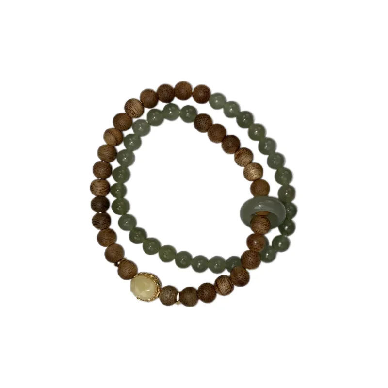 Xian Mu Fang Hetian Jade Multi Wrap Beaded Bracelet Unisex Green Jade-0