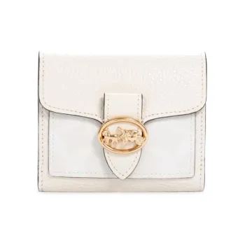 COACH Georgie Leather Coin Purse, Clutch Wallet Trumpets Women's Pure White