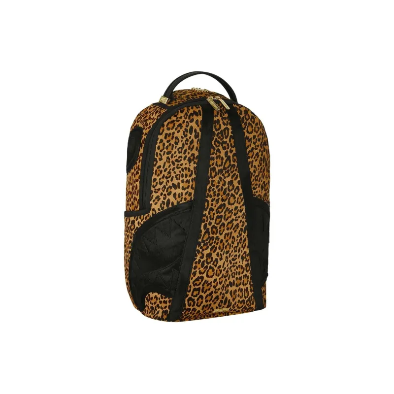 SPRAYGROUND Leather Backpack Unisex Leopard Print Brown-3