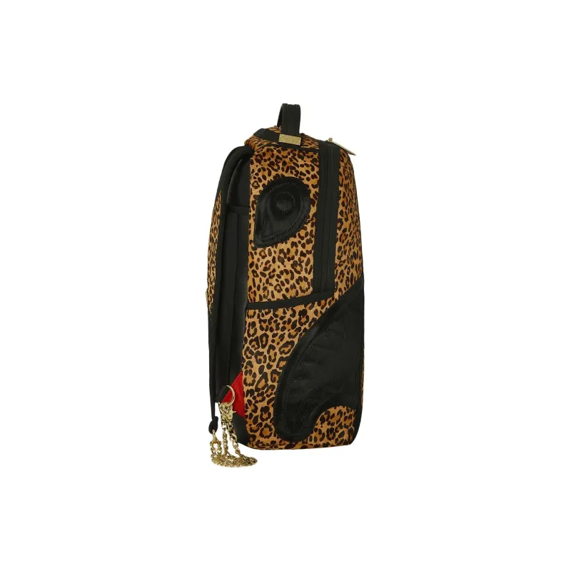 SPRAYGROUND Leather Backpack Unisex Leopard Print Brown-2