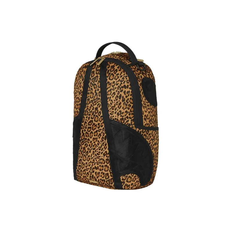 SPRAYGROUND Leather Backpack Unisex Leopard Print Brown-1
