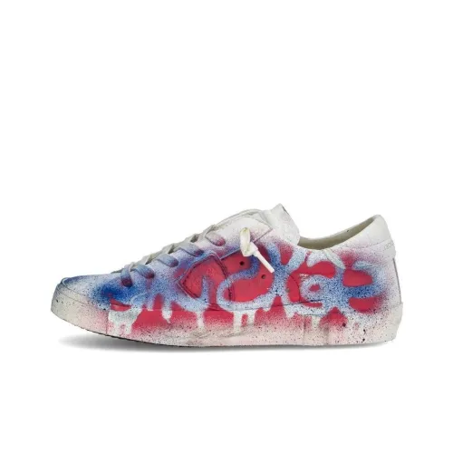 PHILIPPE MODEL Low-Top Skateboard Shoes Men's White Blue Red