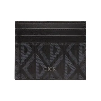 DIOR CD Diamond Canvas With Leather Wallet Card Holder Card Holder Men's Black