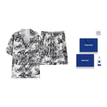 Floating Light Islands Pajama Set Men's Black
