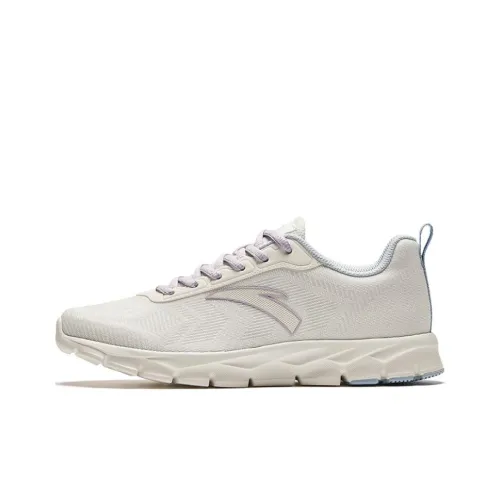 Anta Durable Breathable Low Top Running Shoes Women's White Purple Blue