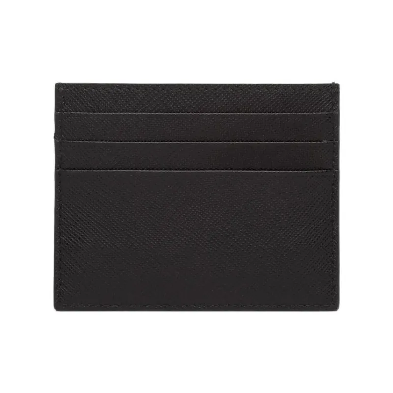 PRADA Leather Card Holder Women's Black-1