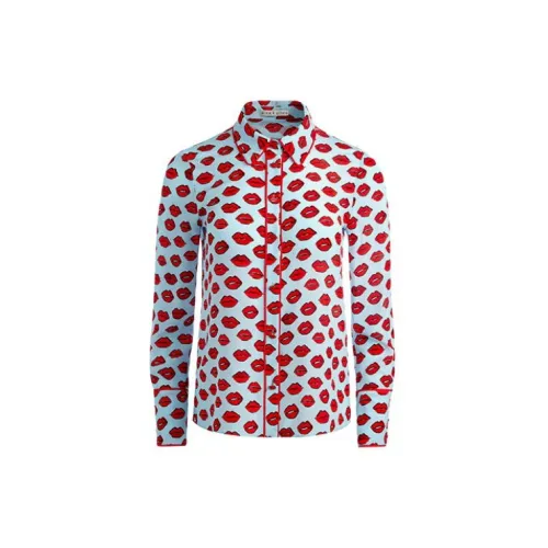 Alice + Olivia Willa Lip-print Silk Shirt