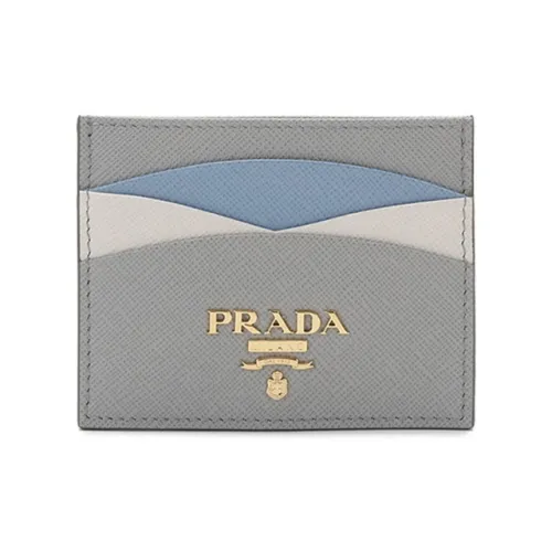 PRADA Leather Card Holder Card Holder Women's Marble Gray Multicolor