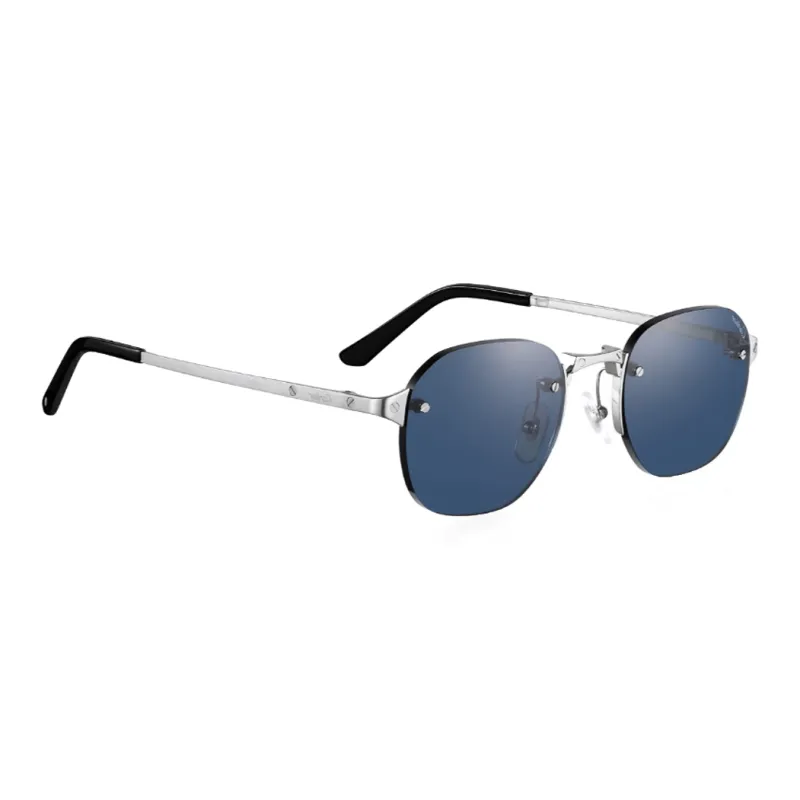 CARTIER Metal Irregular Shape Sunglasses Unisex Silver-2