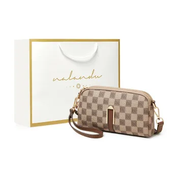 Narandu PVC Synthetic Leather Clutch Small Square Bag Crossbody Bag Shoulder Bag Women's Khaki/Coffee
