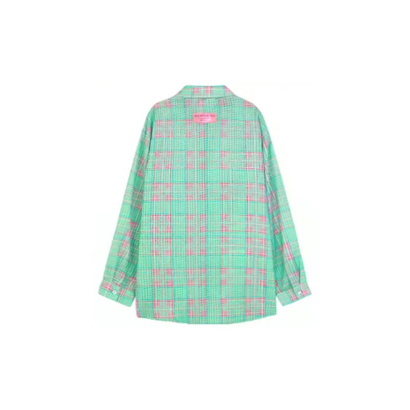 B.Duck Shirts Women's Pink Green Plaid-1