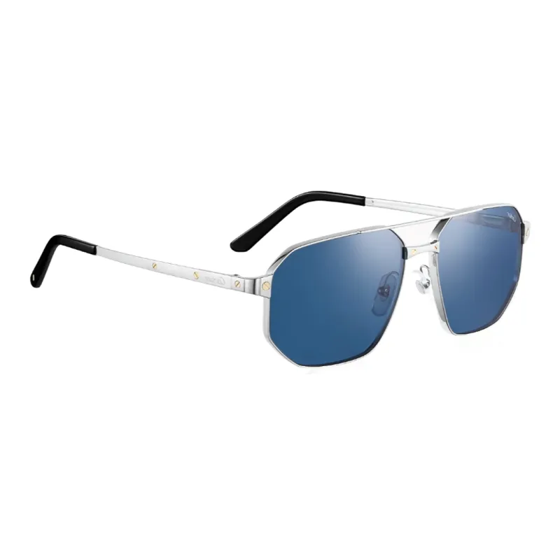 CARTIER Metal Aviator Sunglasses Unisex Silver-1