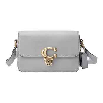 COACH Studio Cow Leather Shoulder Bag, Crossbody Bag Trumpets Women's Gray